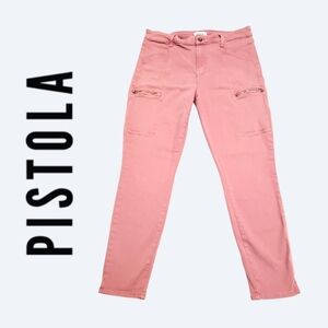 Pistola Women’s Hannah Cargo Skinny Moto Zipper Pocket Jeans Pink Size 30